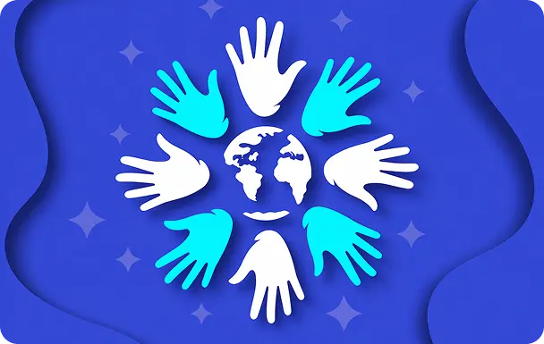 About Us Hands Globe
